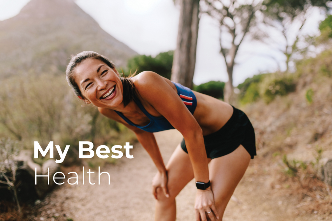 female runner next to text of my best health