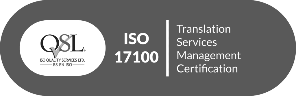 ISO 17100 translation services management certification logo