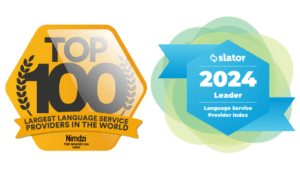 top 100 LSP Nimdzi and Leader Language service provider Slator badges