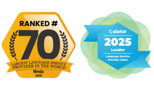 top 70 language service providers badges by Nimdzi and Slator